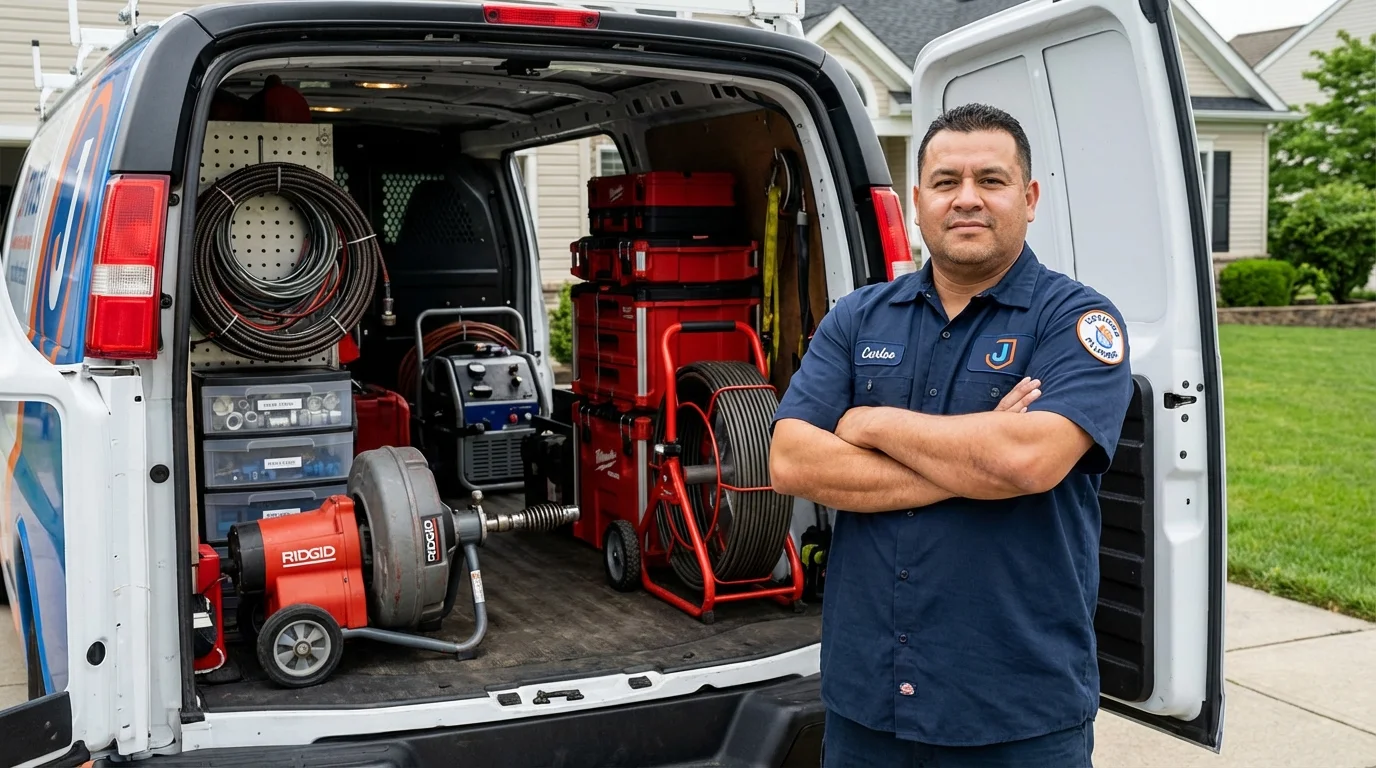 Professional drain cleaning equipment and Johns Plumbing LLC plumber in Etowah