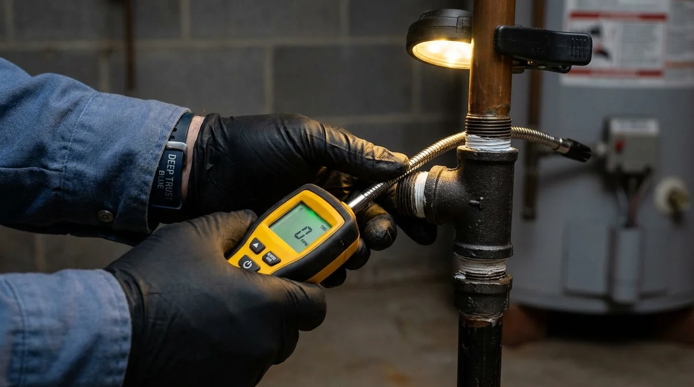Gas leak detection with electronic sniffer by Johns Plumbing LLC in Etowah