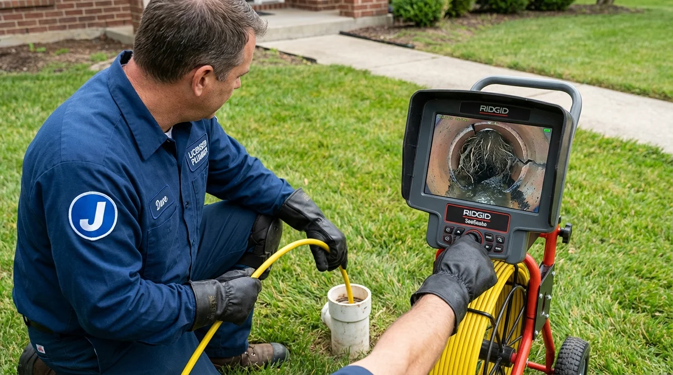 Sewer camera inspection being performed by Johns Plumbing LLC in Etowah