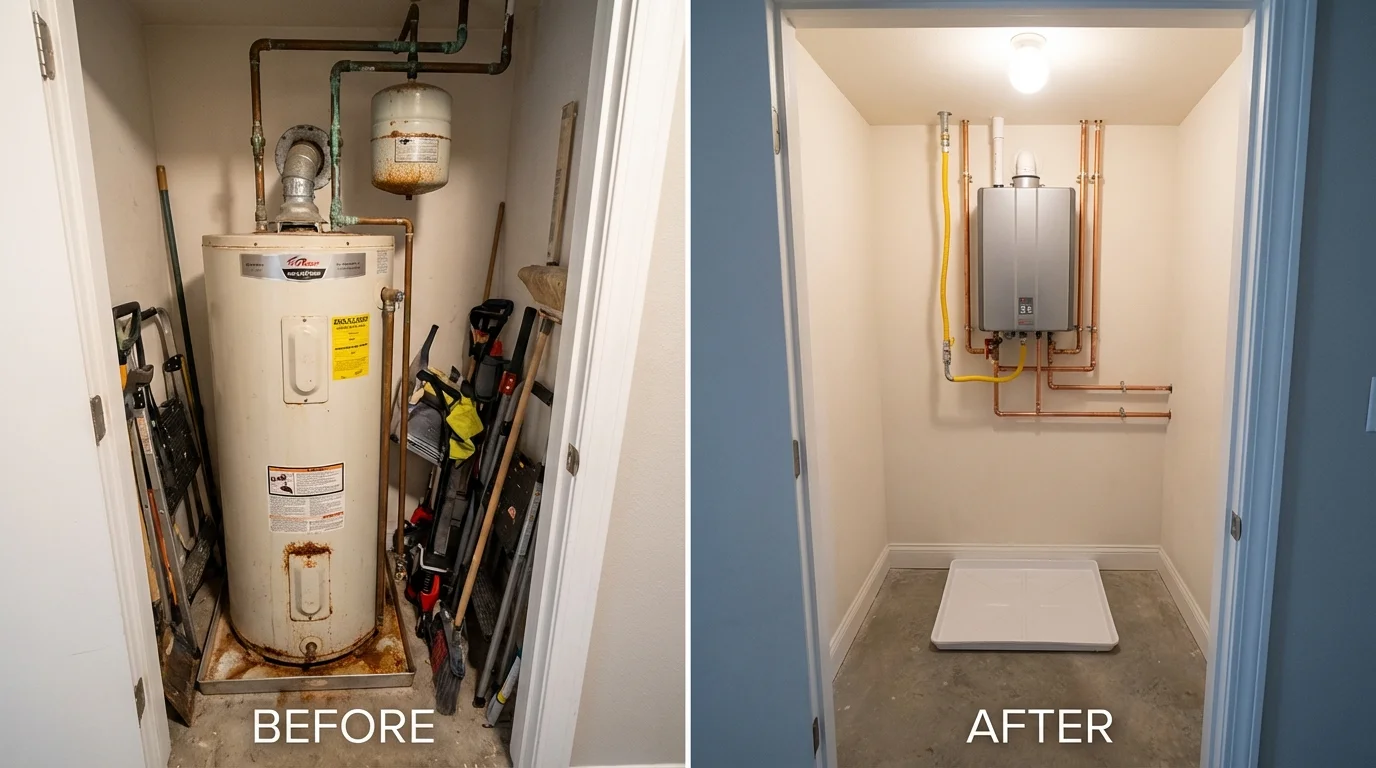Tank water heater versus wall-mounted tankless unit comparison for Etowah, TN homeowners